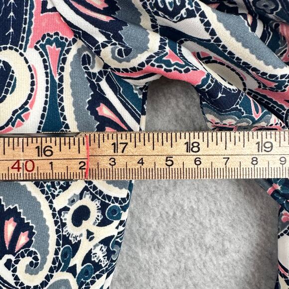 Eliza J Dress Size 8 Multicolor Paisley Print Stretch Knit Fit Flare 3/4 Sleeve - Picture 10 of 12